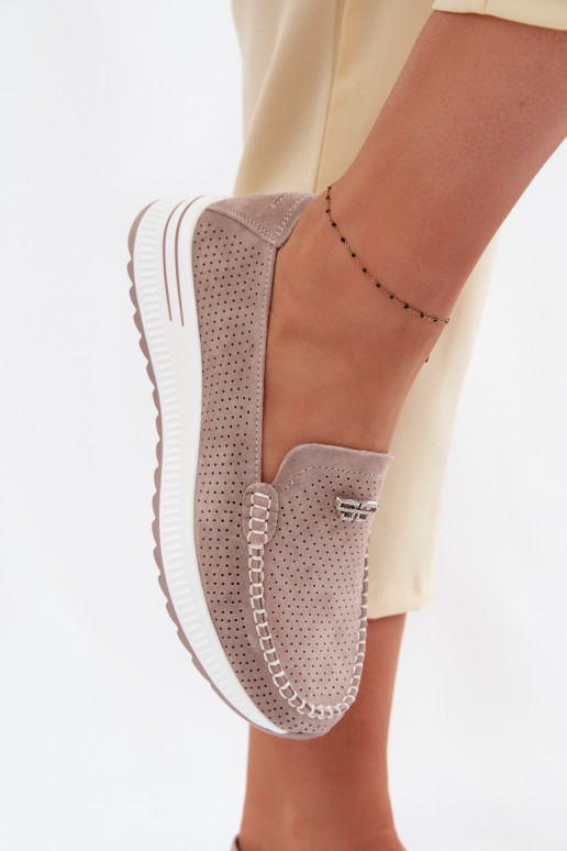 dames mocassinsOpturalnego van suèdeu beige Demela