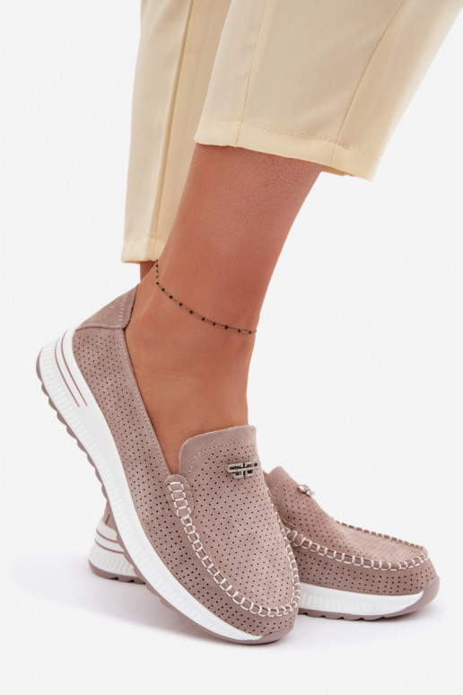 Mokassins für DamenErmöglichtturalnego aus INildlederu Beige Demela