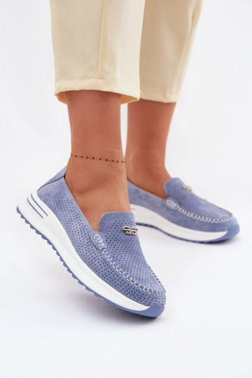 Dames suède mocassins Demela blauw