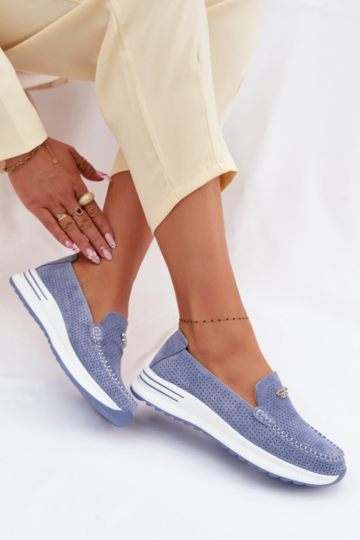 dames mocassinsOpturalnego van suèdeu blauIn Demela