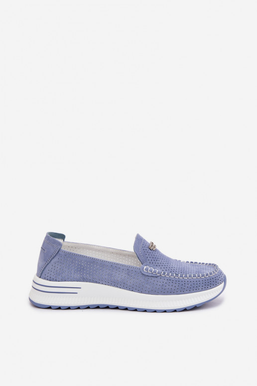 mocassins pour femmesActivéturalnego en daimu couleur bleue Demela