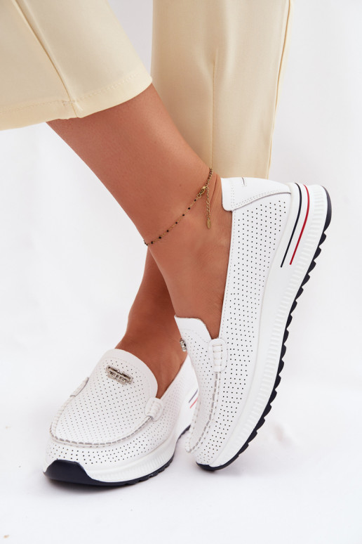 mocassins pour femmesActivéturalnej Skóry couleur blanche Demela