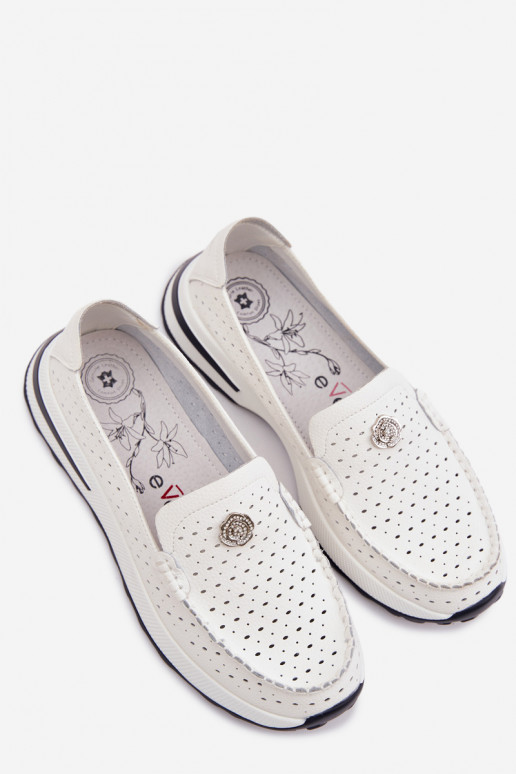 mit durchbrochenen Elementen Mokassins für DamenErmöglichtturalnej Skóry Zueiße Farbe Kemela