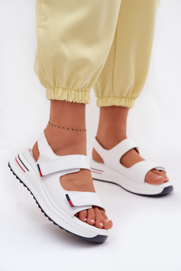 Sandales pour femmes avec plateforme et fermetures auto-agrippantes Jemela couleur blanche