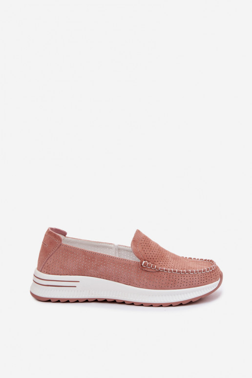 Mocassins en daim Féminin couleur rose Pevina