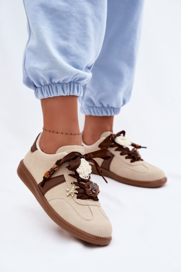 Sneakers model schoenen Dames met mooie details beige Lelora 2