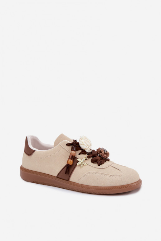 Chaussures modèle baskets Féminin avec de beaux détails beige Lelora