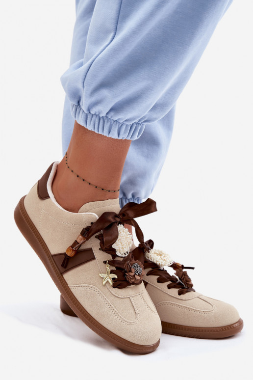 Sneakers model schoenen Dames met mooie details beige Lelora