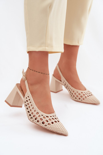 Sandales à talons couleur sable pour femmes avec motifs Kedira 2