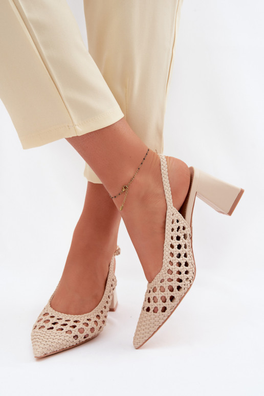 mit Schriften Damen-Sandalen mit hohen Absätzen Beige Kedira