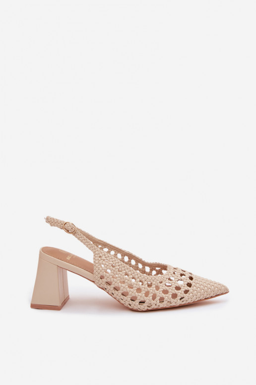 mit Schriften Damen-Sandalen mit hohen Absätzen Beige Kedira