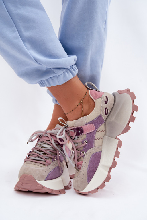 Leer van suède Sneakers model schoenen Dames GOE TT2N4026 Paars