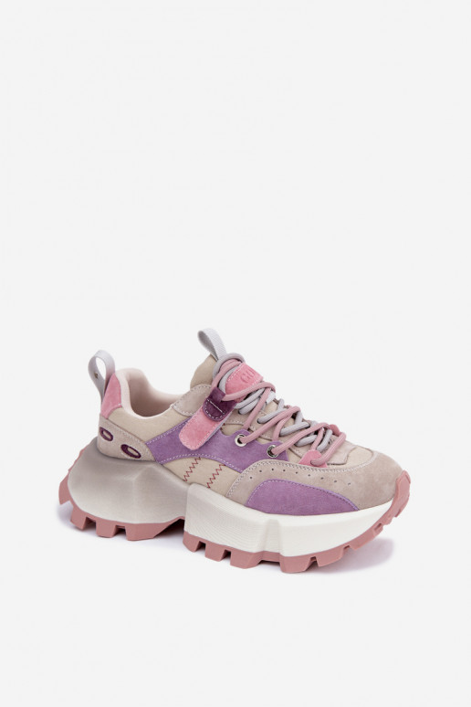 Haut aus INildleder Sneakers Stilvollllschuhe Feminin GOE TT2N4026 Violette Farbe