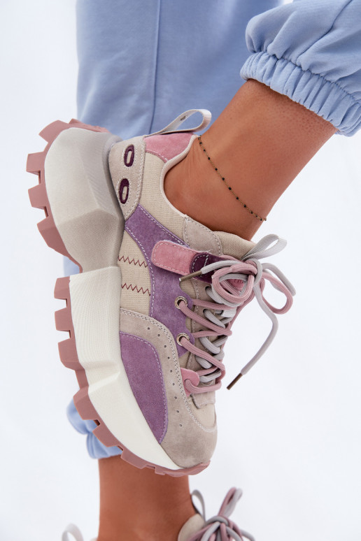 Leer van suède Sneakers model schoenen Dames GOE TT2N4026 Paars