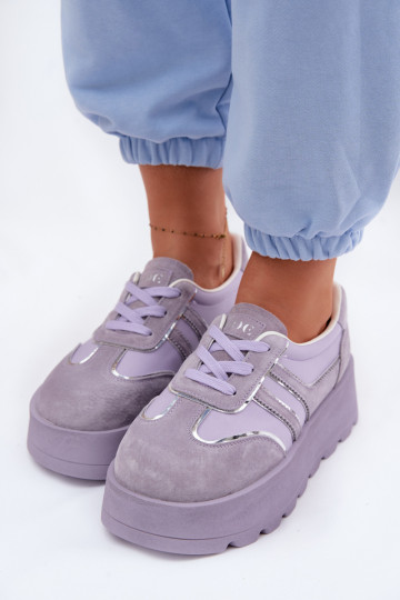 Violette suède dames sportschoenen met platform GOE TT2N4054