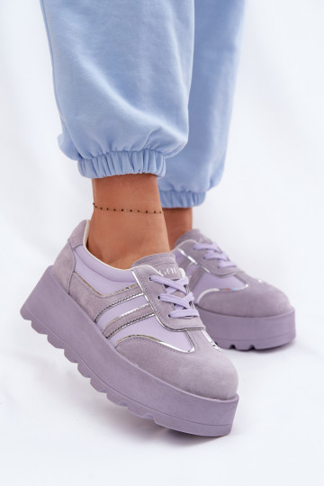 Chaussures de sport violettes en daim pour femmes avec plateforme GOE TT2N4054 2