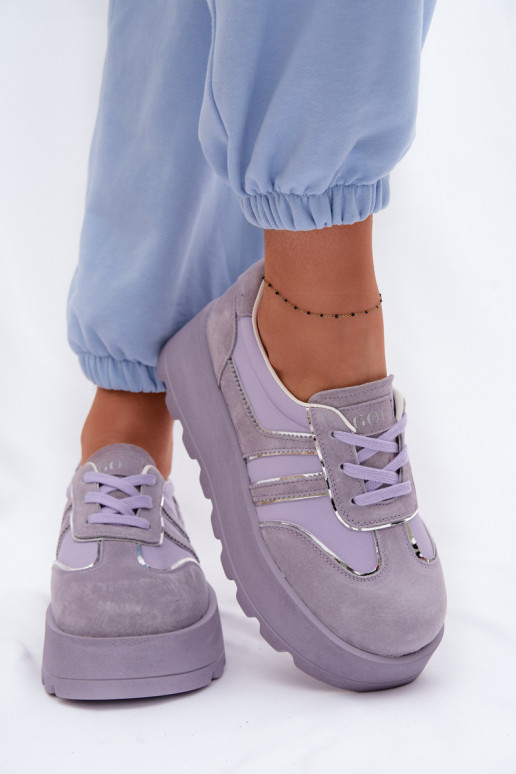 en daim Chaussures modèle baskets avec une plateforme GOE TT2N4054 Couleur violette