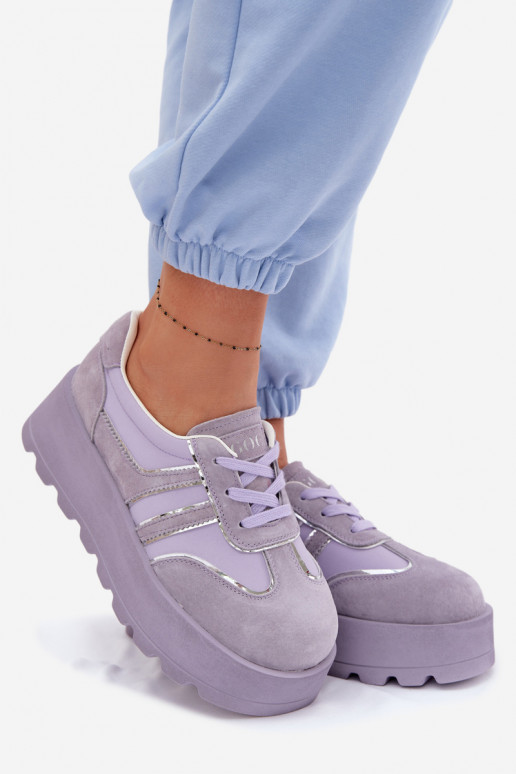 en daim Chaussures modèle baskets avec une plateforme GOE TT2N4054 Couleur violette