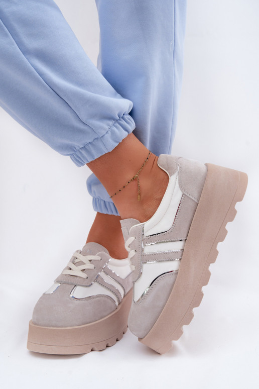 van suède Sneakers model schoenen met platform GOE TT2N4052 Initte kleur