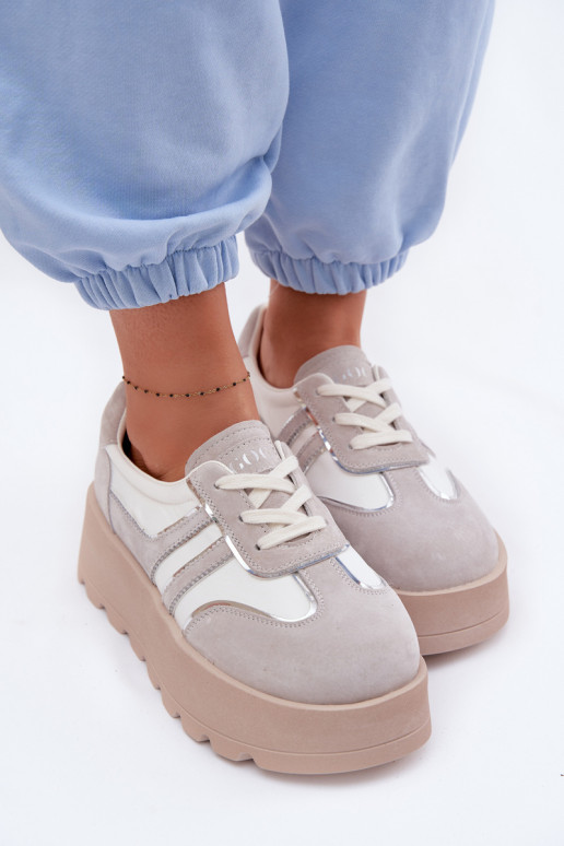 aus INildleder Sneakers Stilvollllschuhe mit einer Plattform GOE TT2N4052 Zueiße Farbe