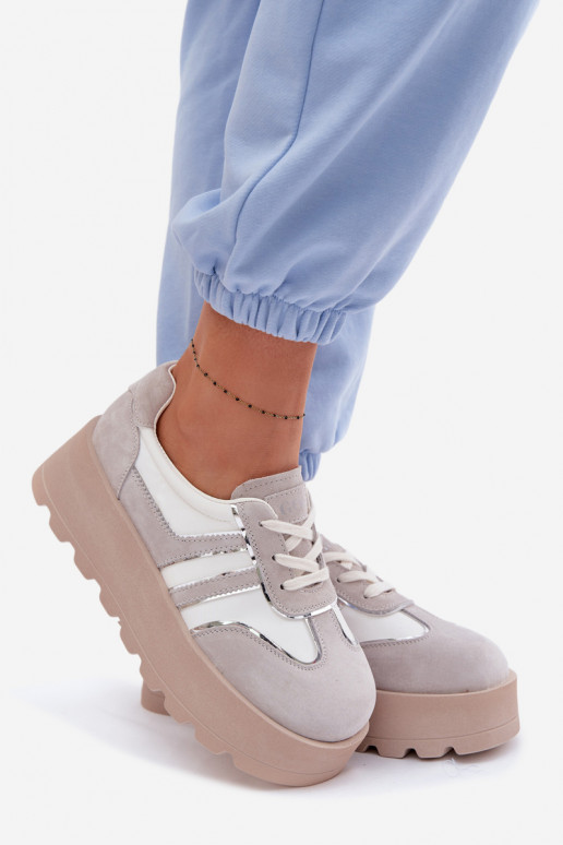 en daim Chaussures modèle baskets avec une plateforme GOE TT2N4052 couleur blanche