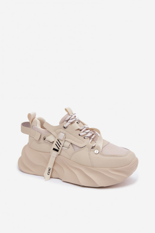 Leer Sneakers model schoenen Dames GOE TT2N4012 beige