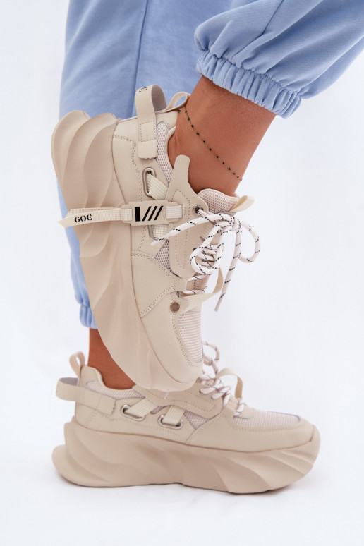 Leer Sneakers model schoenen Dames GOE TT2N4012 beige
