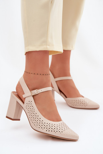 Sandales ajourées couleur ivoire avec talons Sergio Leone SK447 2