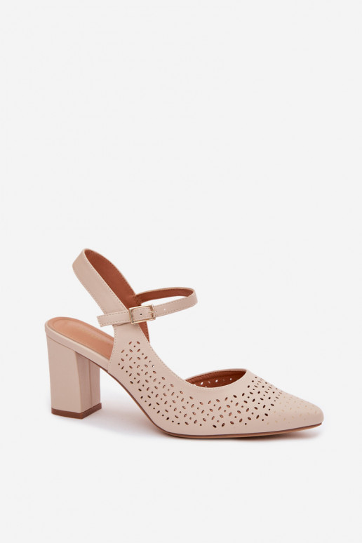 Sandales ajourées avec des talons Sergio Leone SK447 couleur ivoire