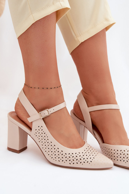 OpengeInerkte sandalen met hakken Sergio Leone SK447 ivoor