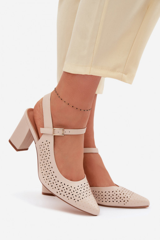 Sandales ajourées avec des talons Sergio Leone SK447 couleur ivoire