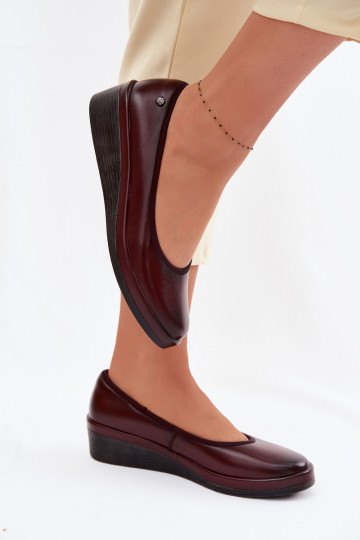 Chaussures en cuir couleur bordeaux pour femmes avec plateforme Vinceza 39987