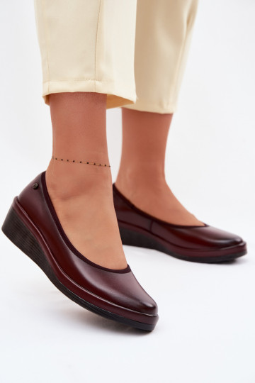 Chaussures en cuir couleur bordeaux pour femmes avec plateforme Vinceza 39987 2