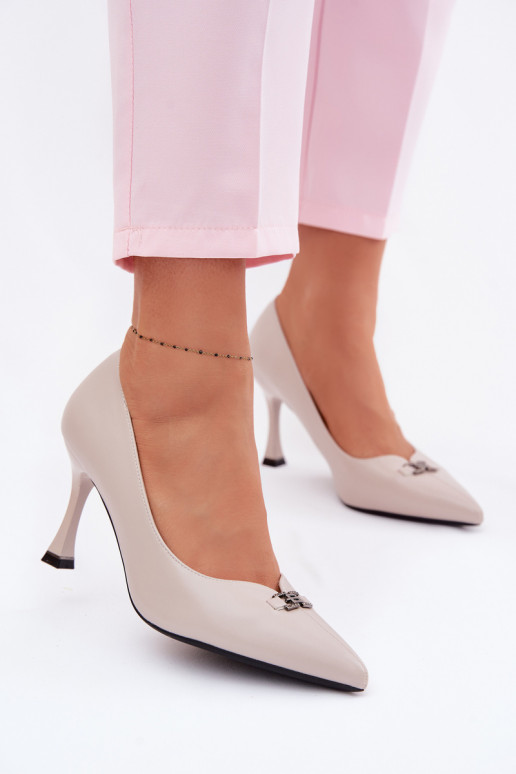 hochhackige Schuhe Mit Dekorationen Detalem Vinceza 62291 graue Farbe