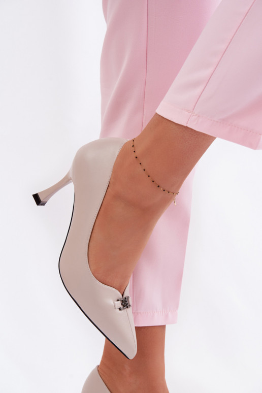 hochhackige Schuhe Mit Dekorationen Detalem Vinceza 62291 graue Farbe