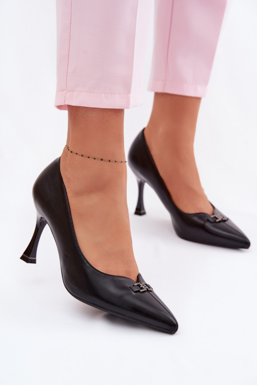 hochhackige Schuhe Mit Dekorationen Detalem Vinceza 62291 schZuarze Farbe