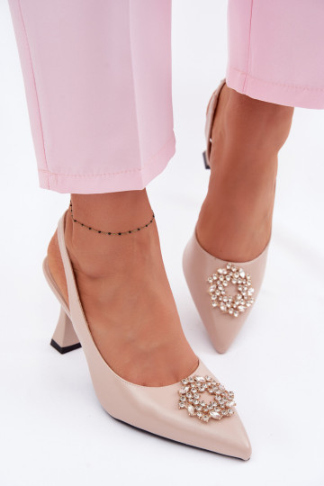 Sandales à talons couleur sable avec bijoux Vinceza 62277