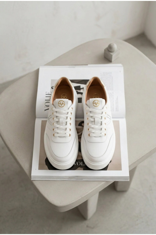 Leren dames sportschoenen met platform Vinceza 39976 wit