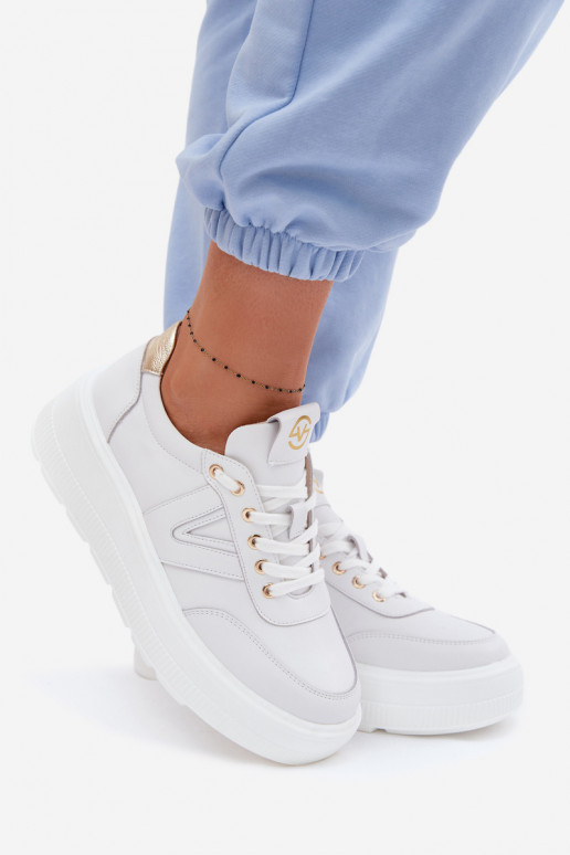 Leder Damen Sportschuhe mit Plateau Vinceza 39976 weiß