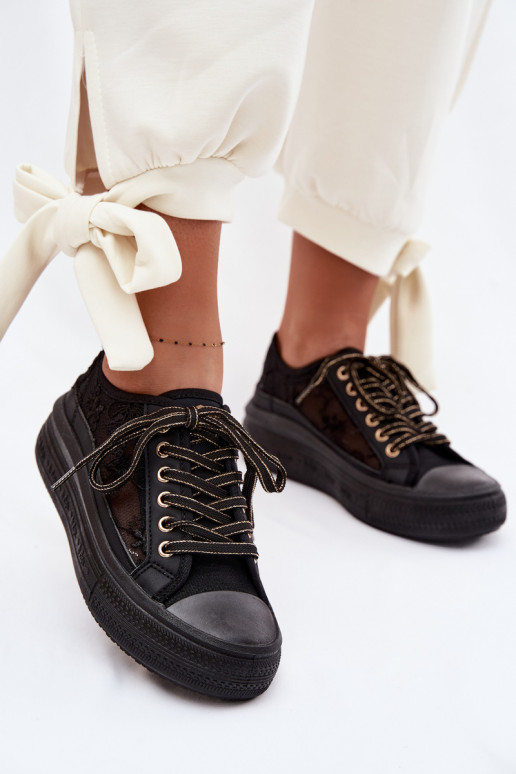 Chaussures de loisirs avec de la dentelle avec une plateforme Lee Cooper LCDANS-26-44-4479 couleur noire
