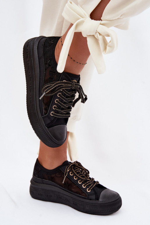 Chaussures de loisirs avec de la dentelle avec une plateforme Lee Cooper LCDANS-26-44-4479 couleur noire