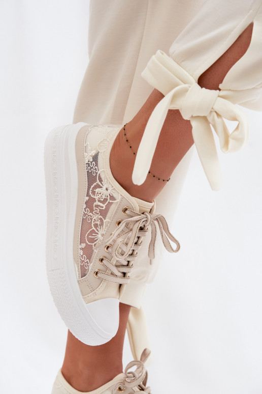 Chaussures de loisirs avec de la dentelle avec une plateforme Lee Cooper LCDANS-26-44-4481 beige