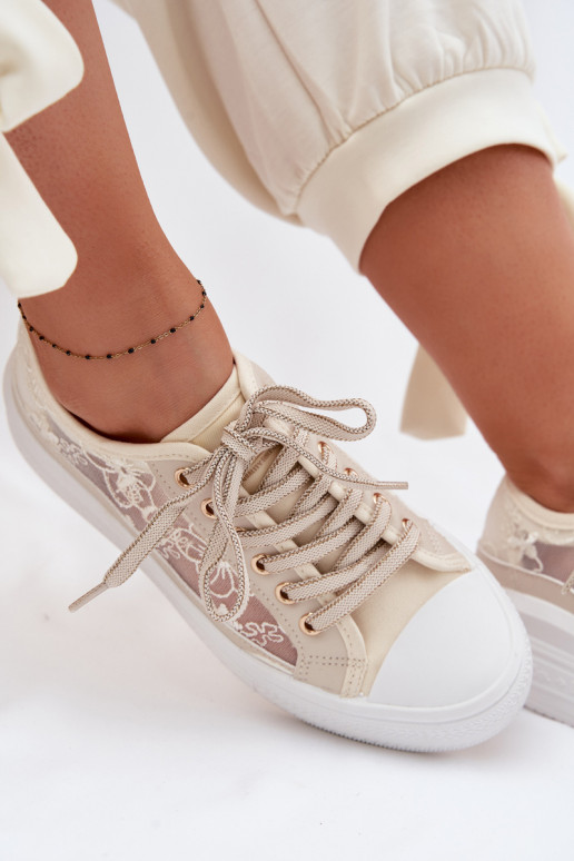 Chaussures de loisirs avec de la dentelle avec une plateforme Lee Cooper LCDANS-26-44-4481 beige
