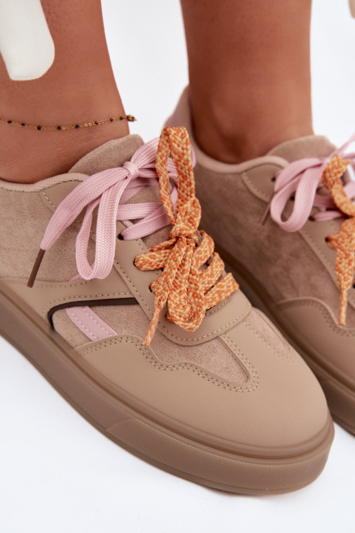 Sneakers model schoenen DamesPodInójnymi SznuróInkami bruine kleur Relisa