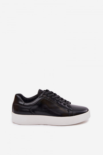 Baskets de style sportif pour hommes en simili cuir noires Velton 2