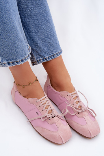 Baskets basses de style sportif en daim pour femmes Big Star TT274600 roses