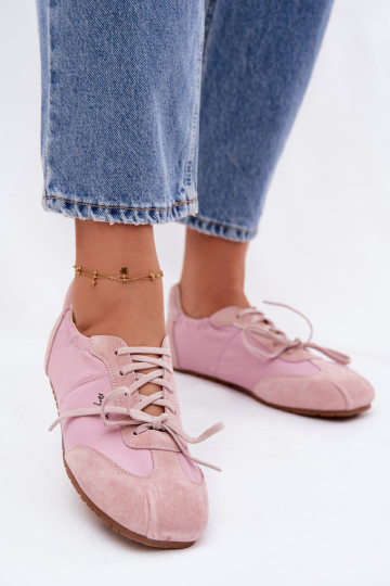 Dames lage sportieve schoenen van suede Big Star TT274600 roze 2