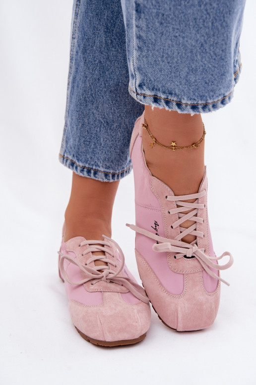 aus INildleder Sneakers Stilvollllschuhe Niedrige Damen Big Star TT274600 pinke Farbe