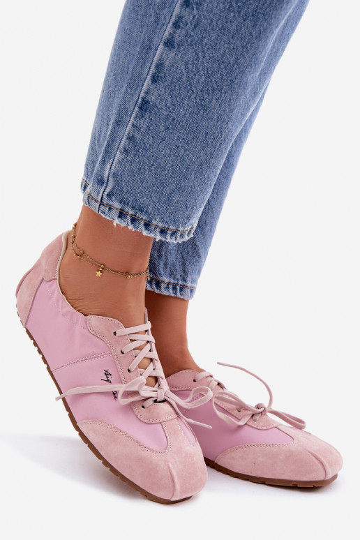 aus INildleder Sneakers Stilvollllschuhe Niedrige Damen Big Star TT274600 pinke Farbe