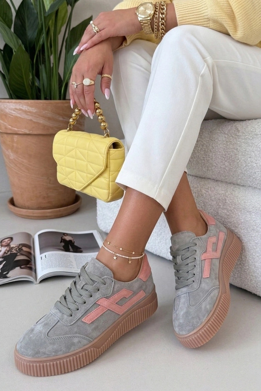 Baskets vertes en cuir véritable Cambell